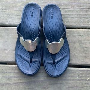 Black Size 7 Croc Flip Flop